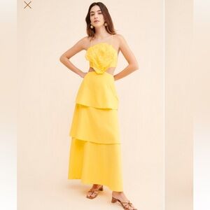 Farm Rio 3D floral Tiered midi dress